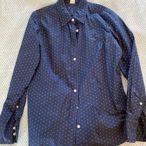 J. Crew Navy Polka Dot Shirt, Size M